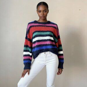 A NEW DAY | Multicolor Striped Eyelash Knit Sweater Sz L